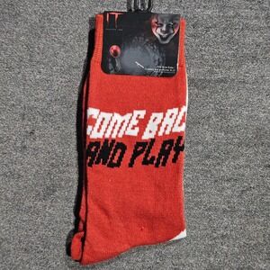 New IT Chapter Two Pennywise Come Back and Play Red Crew Socks Mens Size 6-12